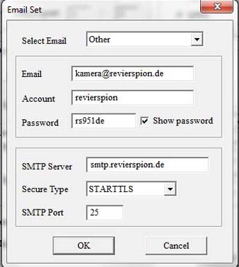 UOV Setup - Email Set einstellen